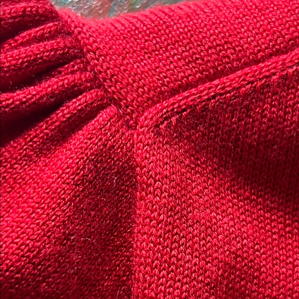 Vince Camuto Womens Crewneck Sweater Dress Red Vibrant Long Puff Sleeve Sz. S - Picture 8 of 12